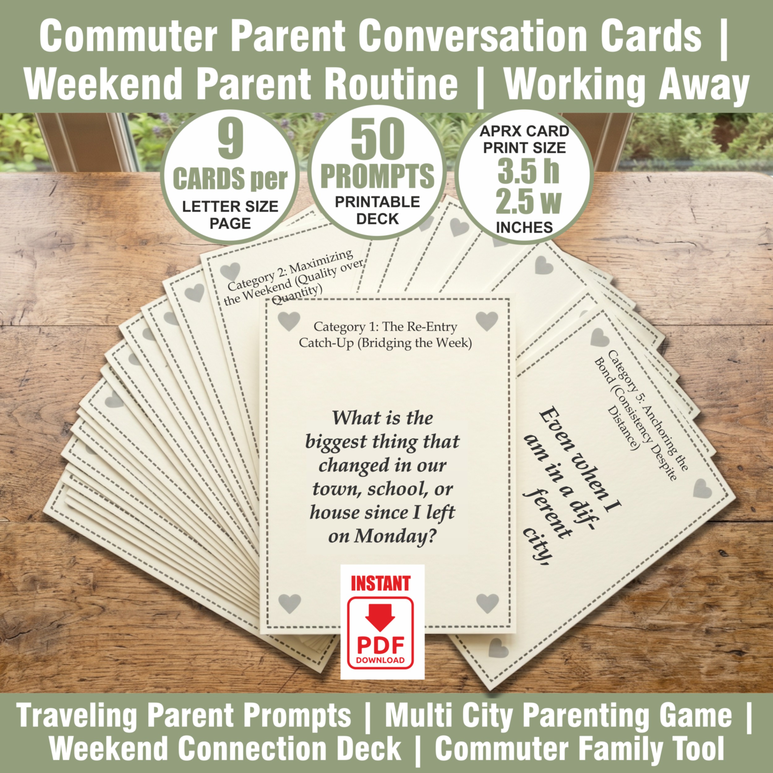 Commuter Parent Conversation Cards | Weekend Parent Routine | Working Away From Home | Family Bonding PDF